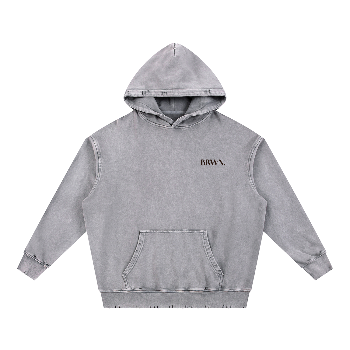 BRWN. Snow Wash Hand-Frayed Heavyweight  Hoodie