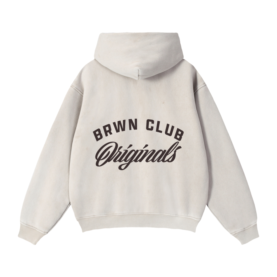Originals Snow Wash Fleece Hoodie — product mockup back, Stone Beige