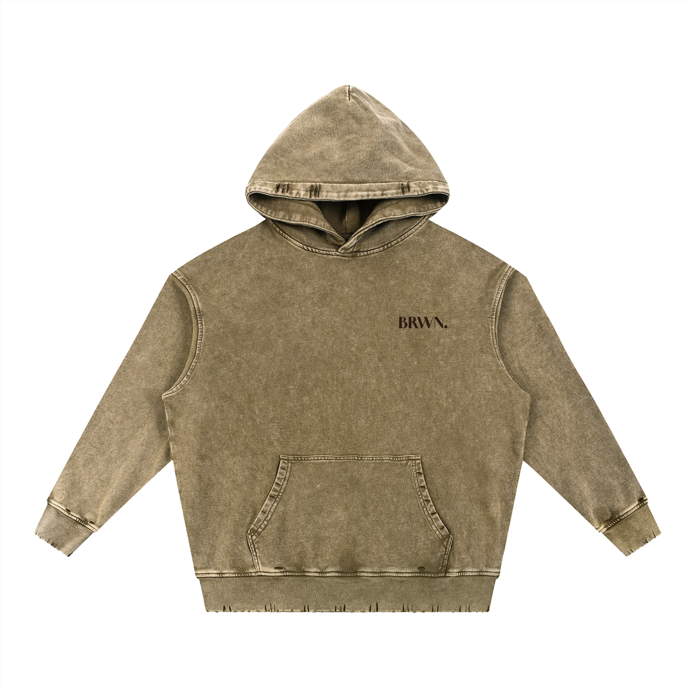 BRWN. Snow Wash Hand-Frayed Heavyweight  Hoodie