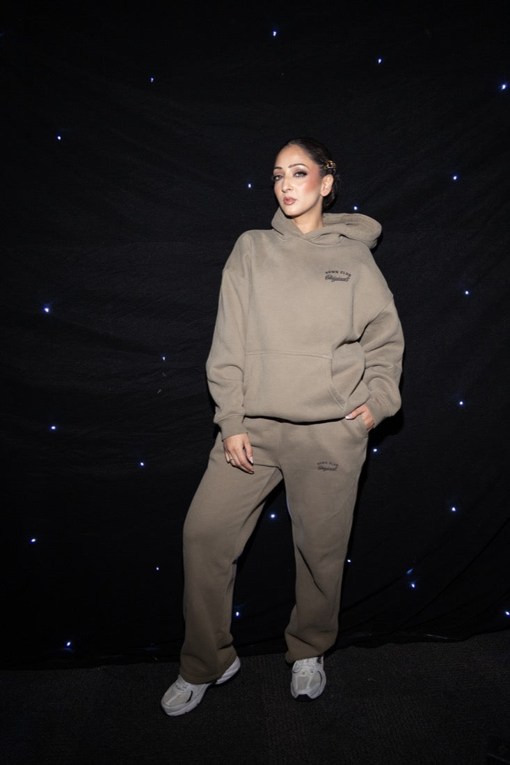 BRWN CLUB runway Look 05 The Olive Original olive hoodie and olive pants