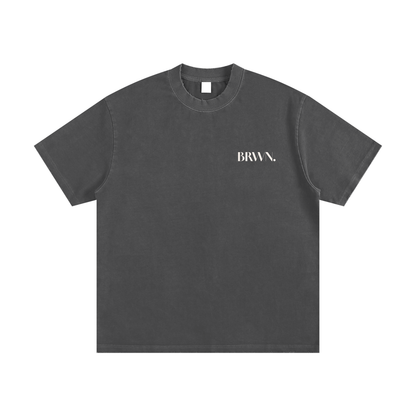 BRWN Heavyweight Vintage Washed Frayed T-Shirt