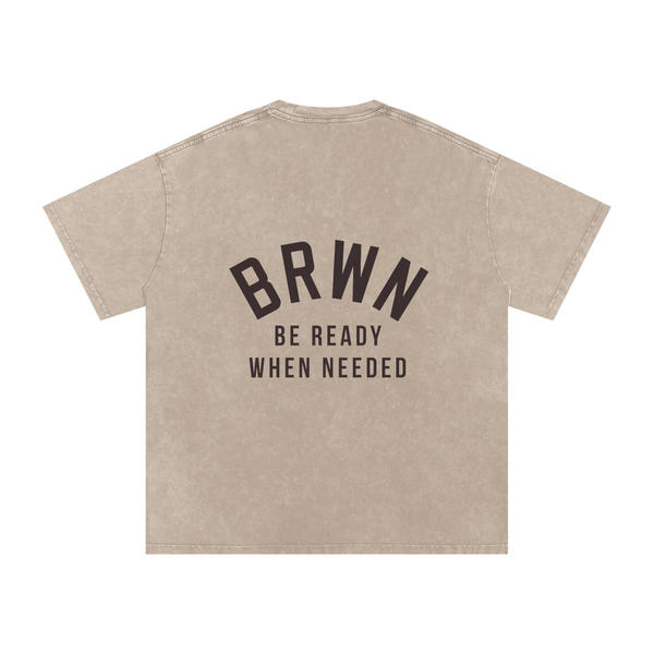 BRWN Ready State Washed T Shirt in Khaki Ash