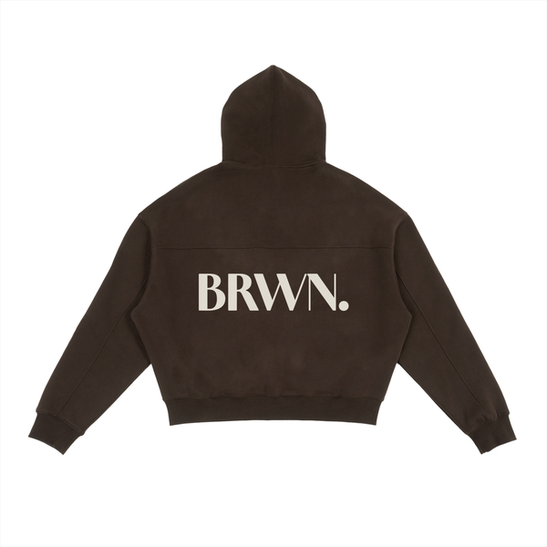 BRWN Runway Boxy Zip Hoodie in Espresso