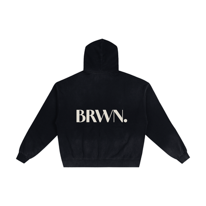 BRWN. Hand-Frayed Sunfade Zip Hoodie