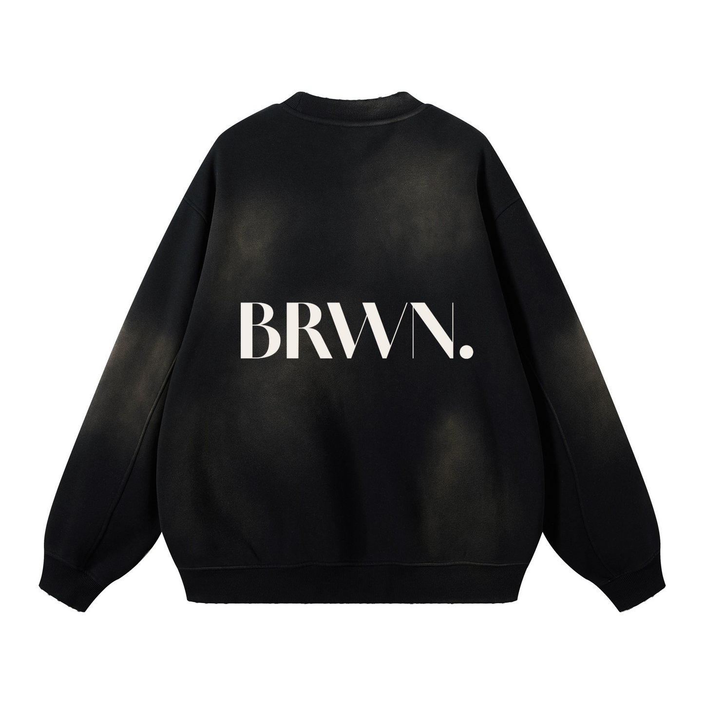 BRWN Round Neck Washed Distressed Ombre Heavyweight Sweatshirt(440GSM)