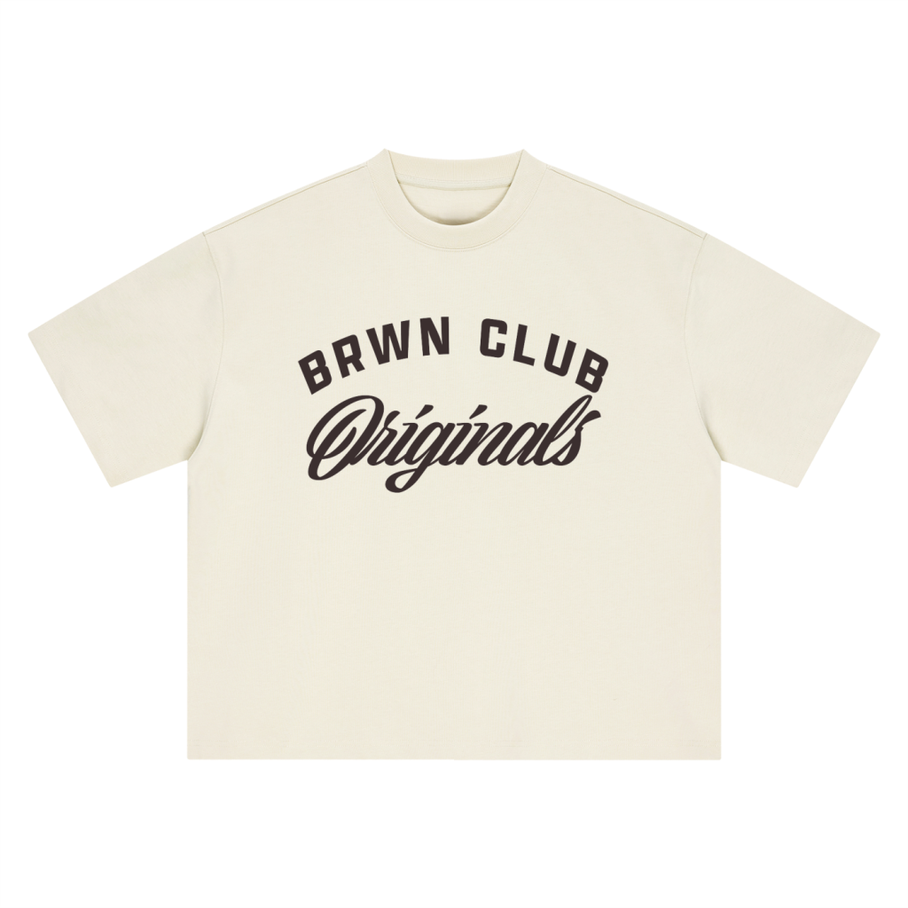 Originals Boxy Oversized T-Shirt — product mockup front, Stone Beige