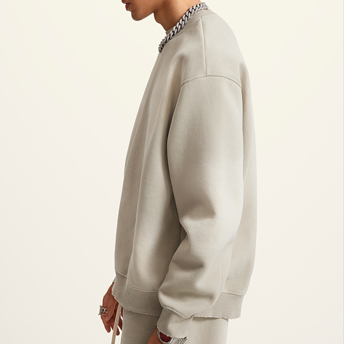 BRWN Round Neck Washed Distressed Ombre Heavyweight Sweatshirt(440GSM)