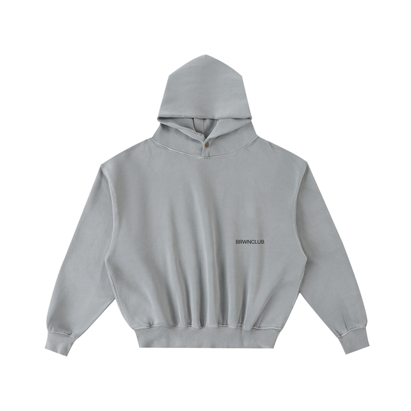 BRWN Runway Mist Washed Hoodie in Light Grey