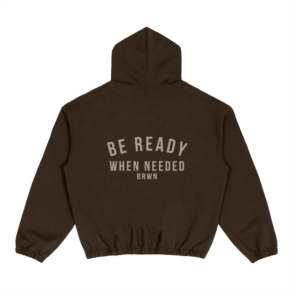 BRWN Ready State Cinched Hoodie in Brown