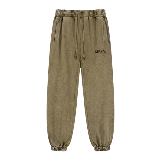 BRWN. Snow Wash Heavyweight Jogged Sweatpants
