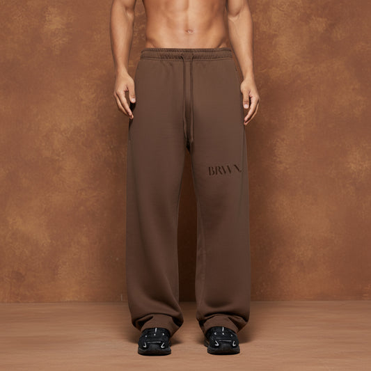 BRWN Solid Coffee Straight-Leg Sweatpants