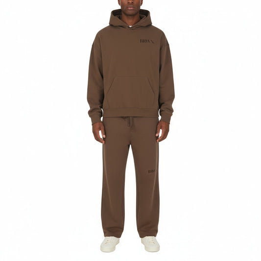 BRWN Solid Coffee Straight-Leg Sweatpants