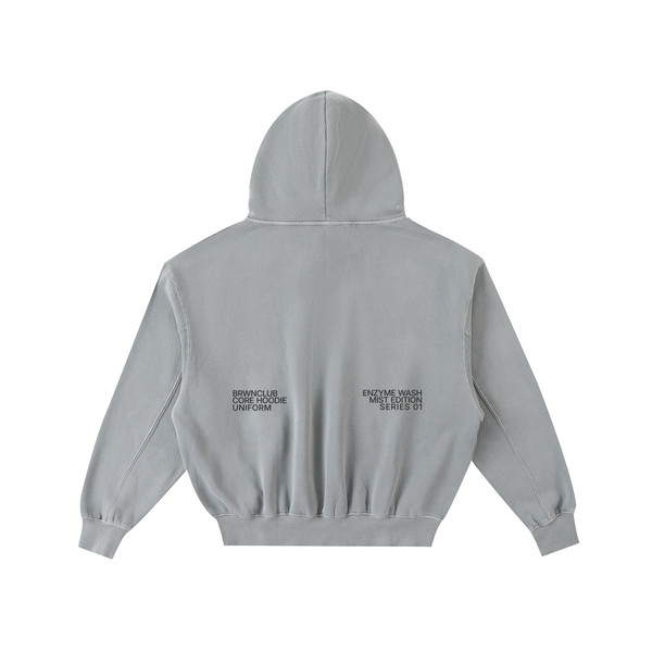 BRWN Runway Mist Washed Hoodie in Light Grey