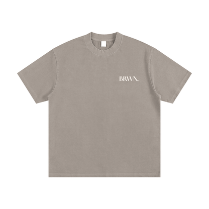 BRWN Heavyweight Vintage Washed Frayed T-Shirt