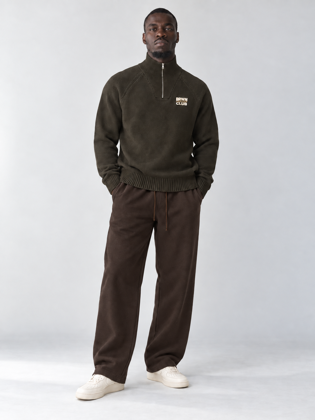 Script Quarter-Zip Sweatshirt — front styling view