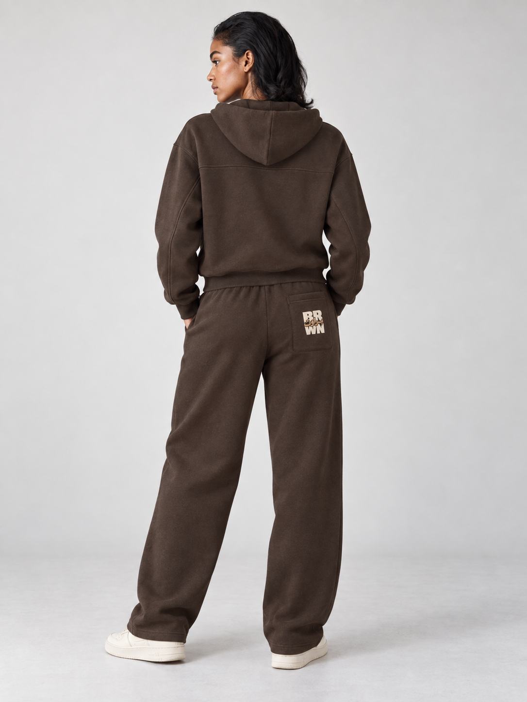 Signature Boxy Zip-Up Hoodie — back styling view