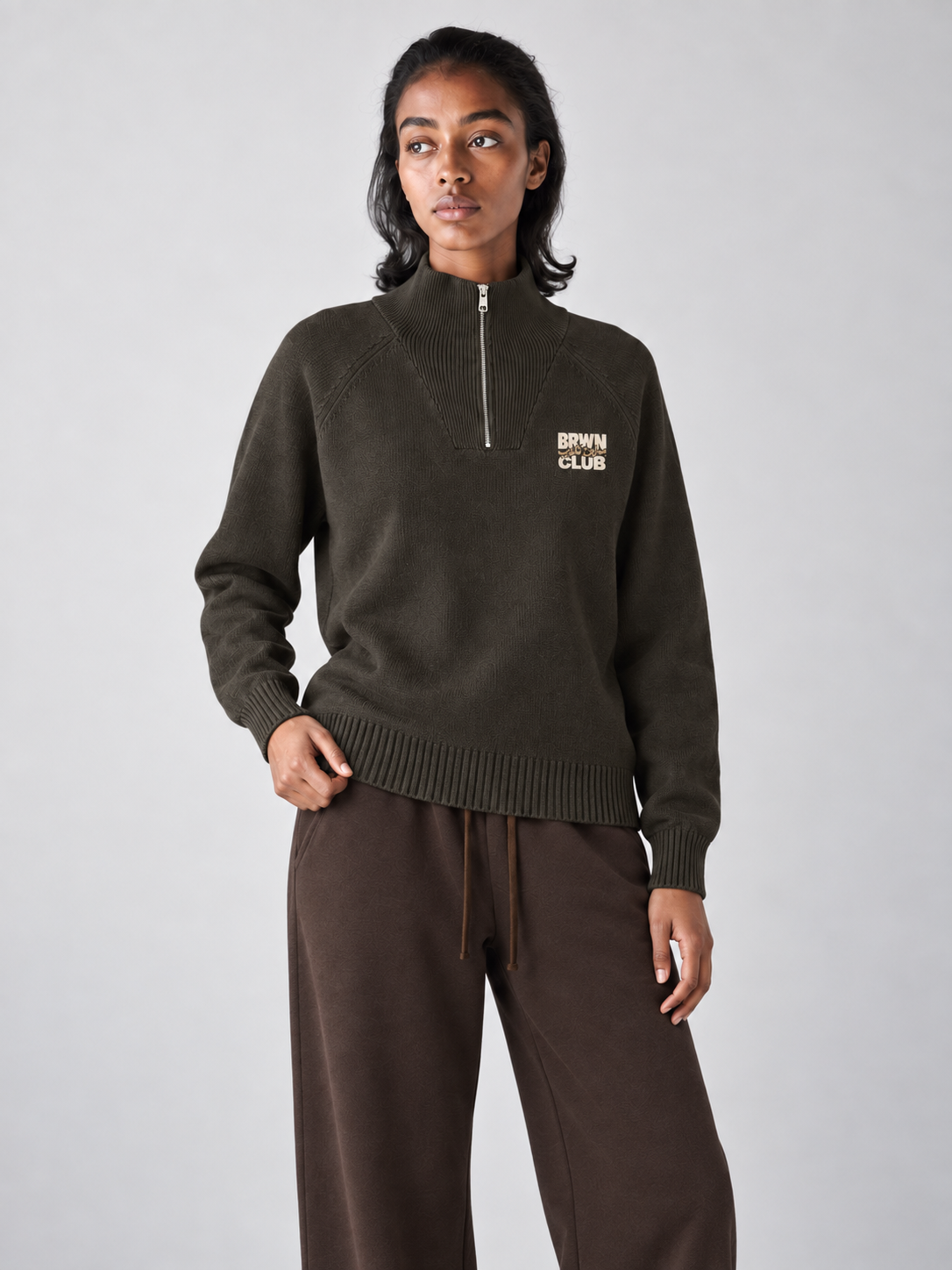Script Quarter-Zip Sweatshirt — garment close-up