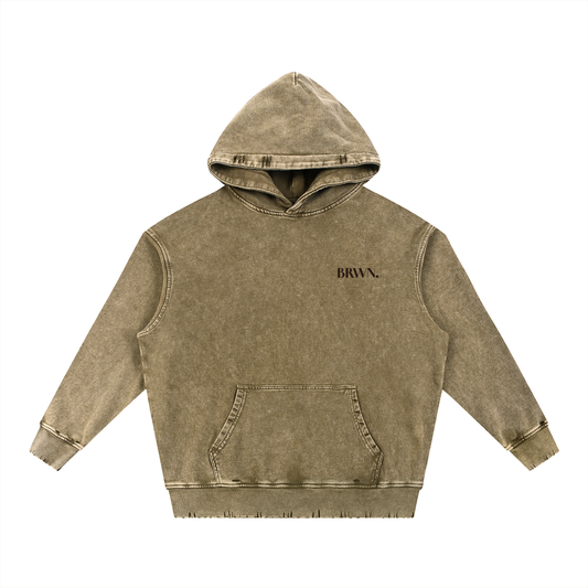 BRWN. Snow Wash Hand-Frayed Heavyweight  Hoodie