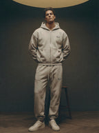 Originals Zip-Through Boxy Fleece Hoodie — moody editorial with joggers