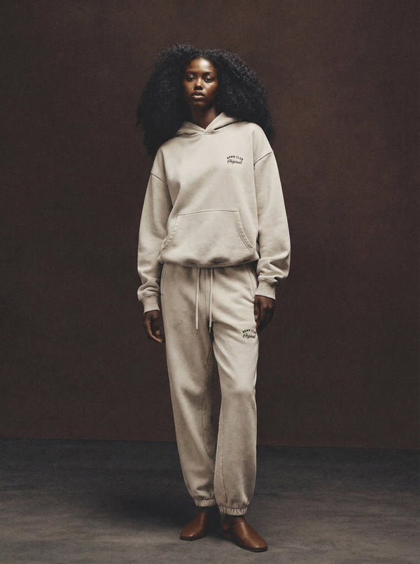 Originals Snow Wash Fleece Hoodie — worn full body, moody editorial