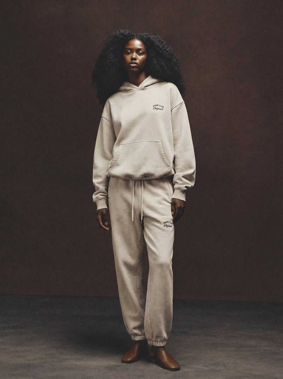 Originals Snow Wash Fleece Hoodie — worn full body, moody editorial