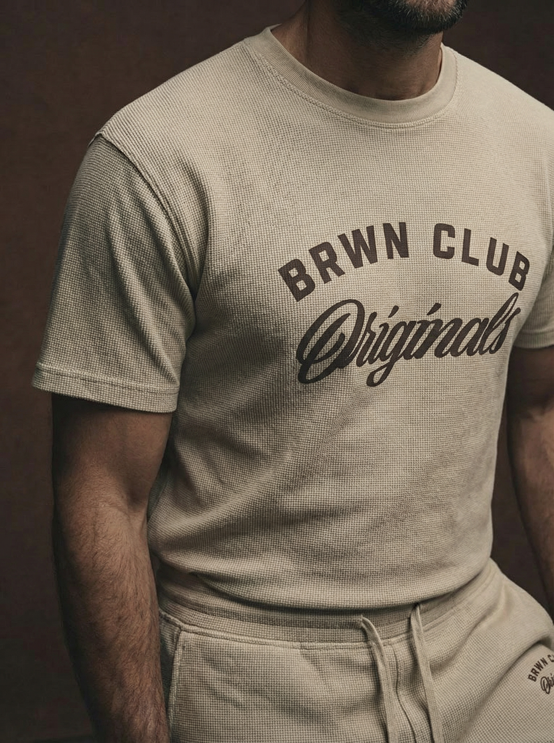Originals Mineral Wash Waffle Knit T-Shirt — waffle knit detail, moody lighting