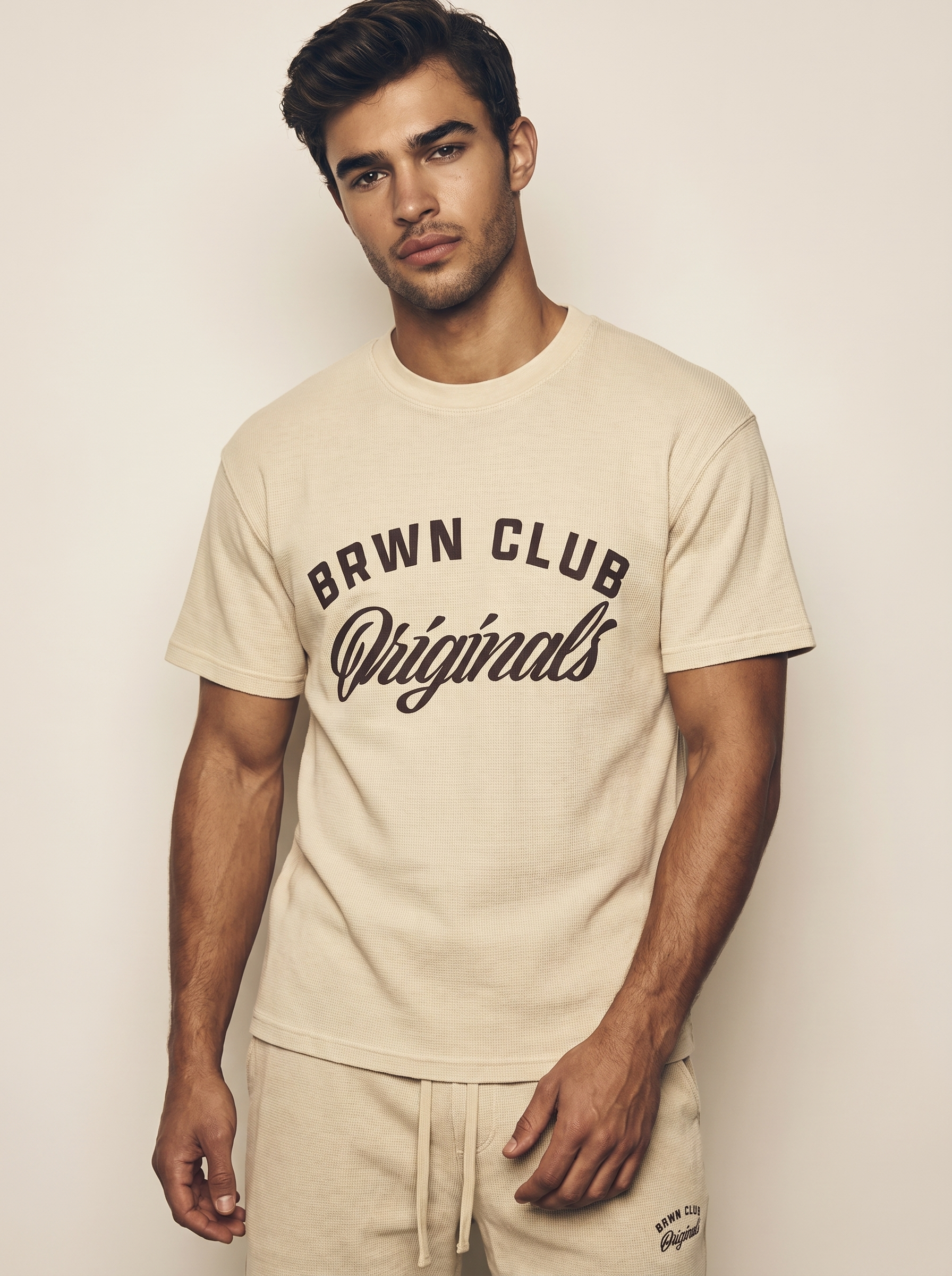 Originals Mineral Wash Waffle Knit T-Shirt — half body, waffle texture