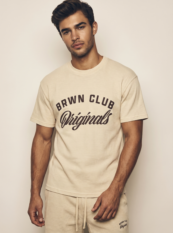 Originals Mineral Wash Waffle Knit T-Shirt — half body, waffle texture